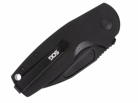 Нож складной SOG Stout SJ Blackout, сталь Cryo D2, рукоять G10